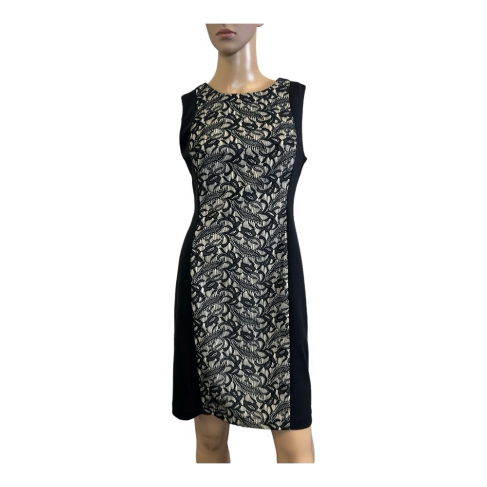 AB studio women’s size 6 dress sleeveless black with pattern down front